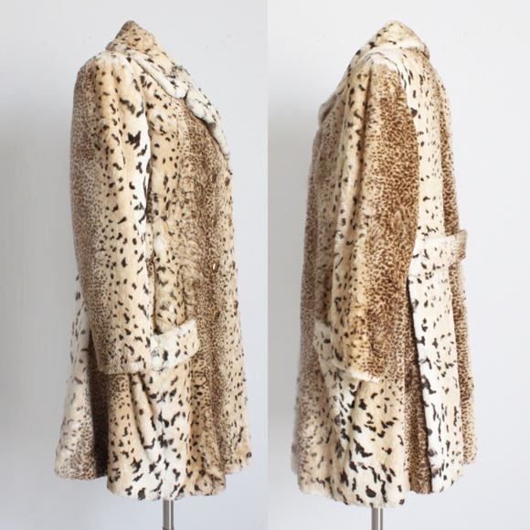 Vintage Coat Sheared Faux Fur by Bobalinx Leopard Big Cat Lynx 1960s Retro Chic - Picture 5 of 7